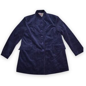VTG Mac & Jac Coat Womens 16 Petite Navy Corduroy Heritage Outerwear Stylish New